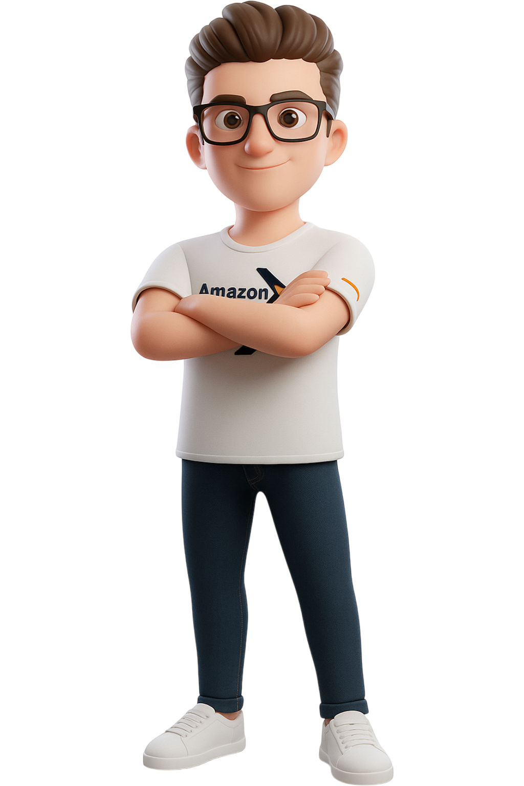 Character with arms crossed